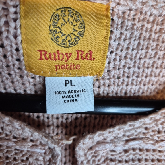 Ruby Rd. Blush Knit Ruffle Cardigan - Picture 2 of 8